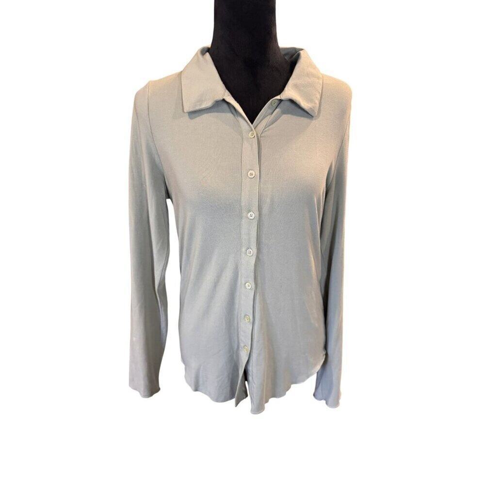 Wilfred Sage Green Button-Up Long Sleeve Collared Shirt Women's Size L